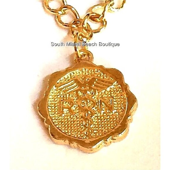Gold RN Nursing Caduceus Charm Bracelet Nurse Graduation Gift Plated USA Seller - Picture 6 of 9